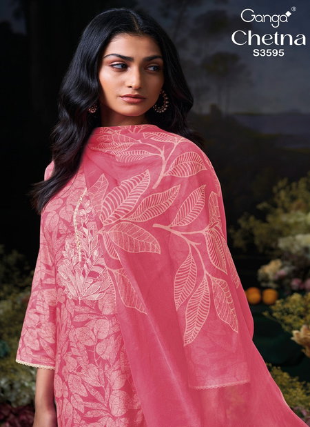 Chetna 3595 By Ganga Cotton Printed Embroidery Salwar Suit Exporters In India
